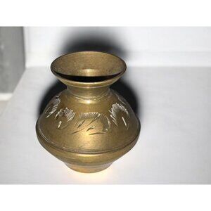 Vintage Mini Brass Vase With Etched Floral Design Elegant Home Decor